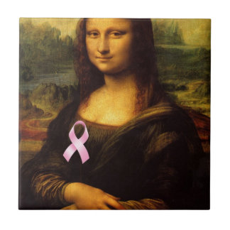 Mona Lisa With Pink Ribbon Tile