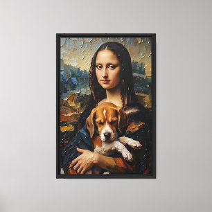 Mona Lisa with Puppy Canvas Art Print