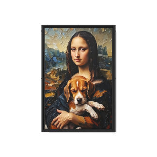 Mona Lisa with Puppy Canvas Art Print