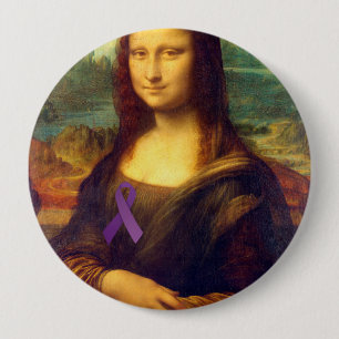 Mona Lisa With Purple Ribbon Button