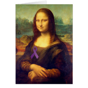 Mona Lisa With Purple Ribbon Cards