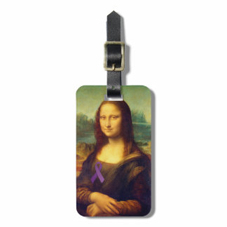 Mona Lisa With Purple Ribbon Luggage Tag