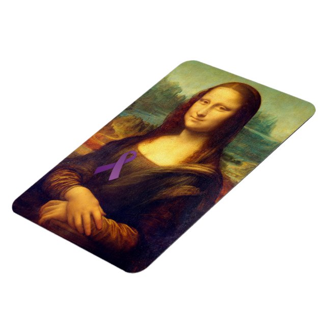 Mona Lisa With Purple Ribbon Magnet (Left Side)