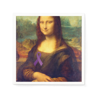 Mona Lisa With Purple Ribbon Paper Napkins