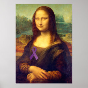 Mona Lisa With Purple Ribbon Poster