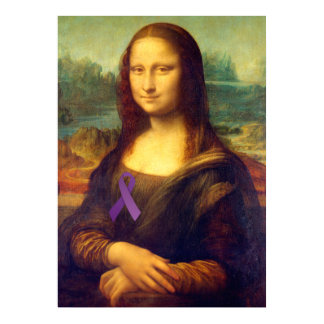 Mona Lisa With Purple Ribbon Poster