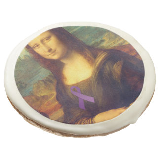 Mona Lisa With Purple Ribbon Sugar Cookie
