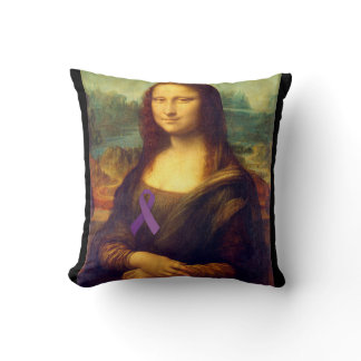 Mona Lisa With Purple Ribbon Throw Pillow