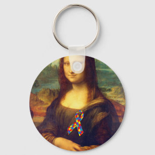 Mona Lisa With Puzzle Ribbon Keychain