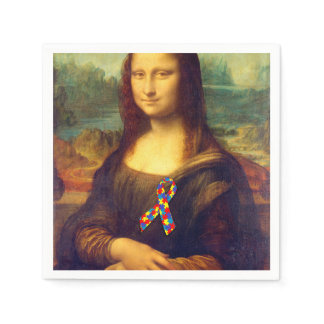 Mona Lisa With Puzzle Ribbon Napkins