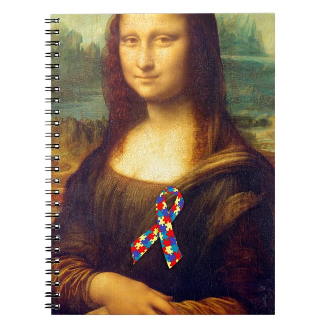 Mona Lisa With Puzzle Ribbon Notebook (Front)