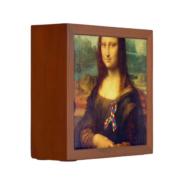 Mona Lisa With Puzzle Ribbon Pencil/Pen Holder (Left)