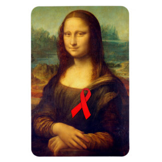 Mona Lisa With Red Ribbon Magnet
