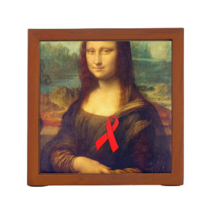 Mona Lisa With Red Ribbon Pencil Holder