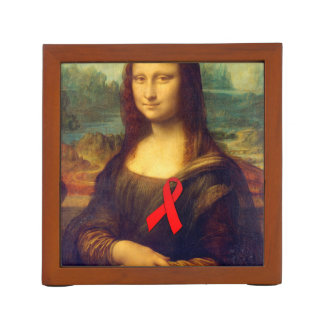 Mona Lisa With Red Ribbon Pencil Holder