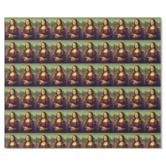 Mona Lisa With Red Ribbon Wrapping Paper