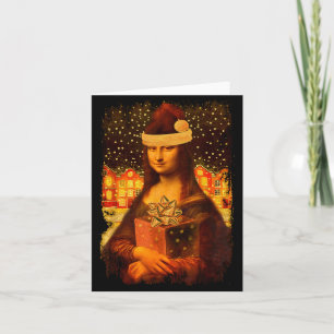 Mona Lisa With Santa Hat For Art Teacher Mona Lisa Card