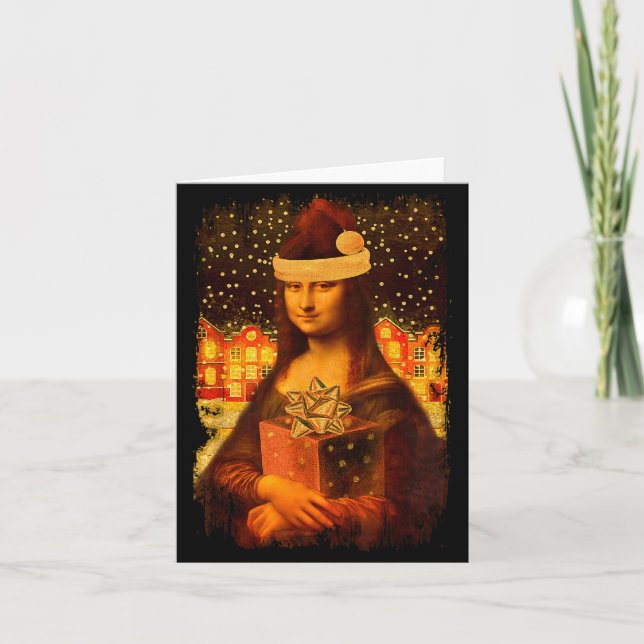 Mona Lisa With Santa Hat For Art Teacher Mona Lisa Card (Front)