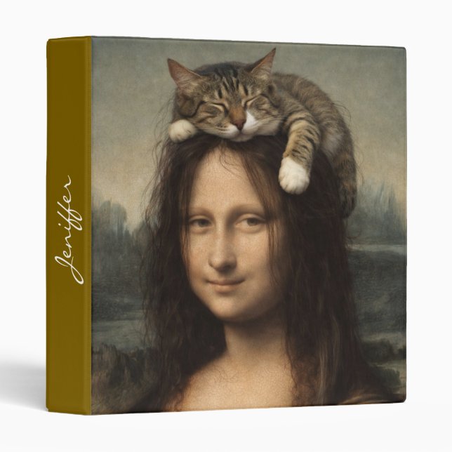 Mona Lisa With Sleeping Cat                        3 Ring Binder (Front/Spine)