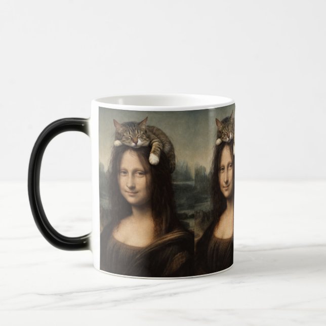 Mona Lisa With Sleeping Cat                        Color Morph Mug (Left)
