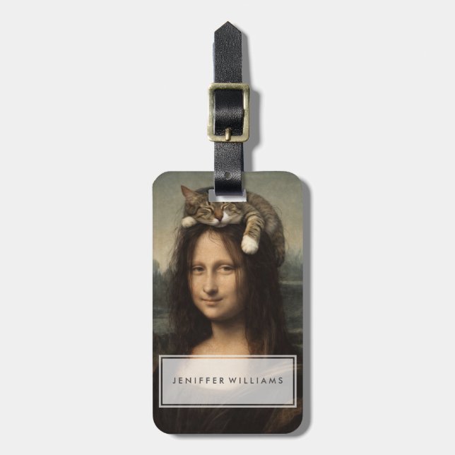 Mona Lisa With Sleeping Cat                    Luggage Tag (Front Vertical)