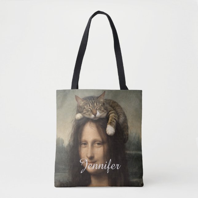 Mona Lisa With Sleeping Cat                        Tote Bag (Front)