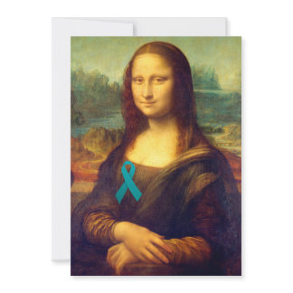 Mona Lisa With Teal Ribbon