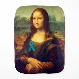 Mona Lisa With Teal Ribbon Burp Cloth