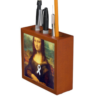 Mona Lisa With White Ribbon Pencil Holder