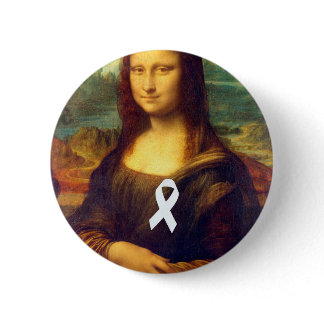 Mona Lisa With White Ribbon Pinback Button