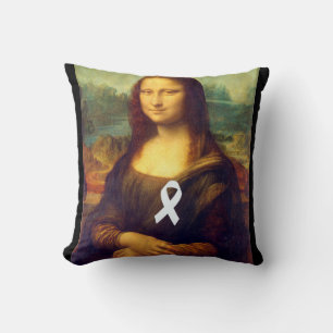 Mona Lisa With White Ribbon Throw Pillow