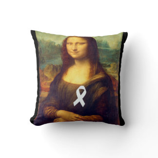 Mona Lisa With White Ribbon Throw Pillow