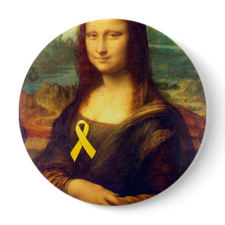 Mona Lisa With Yellow Ribbon Button