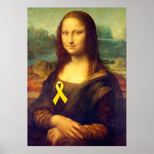 Mona Lisa With Yellow Ribbon Poster