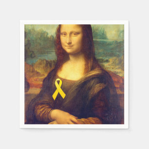 Mona Lisa With Yellow Ribbons Paper Napkins