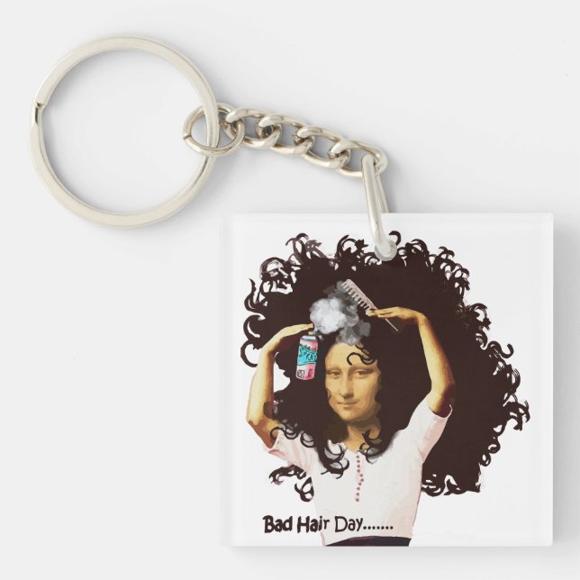 Mona Lisa's Bad Hair Day Keychain (Front)