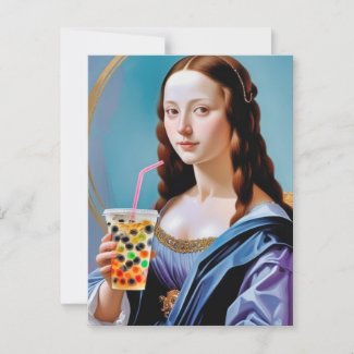 Mona Lisa's Bubble Tea Moment