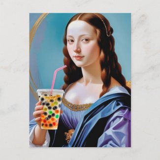 Mona Lisa's Bubble Tea Moment