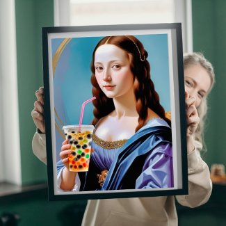 Mona Lisa's Bubble Tea Moment