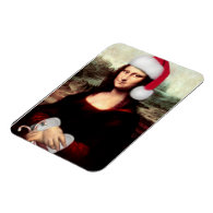 Mona Lisa's Christmas Santa Hat Magnet