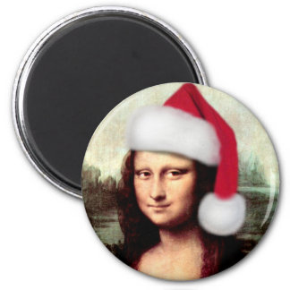 Mona Lisa's Christmas Santa Hat Magnet
