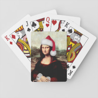 Mona Lisa's Christmas Santa Hat Playing Cards