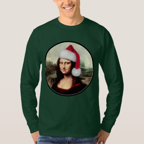 Mona Lisas Christmas Santa Hat T_Shirt