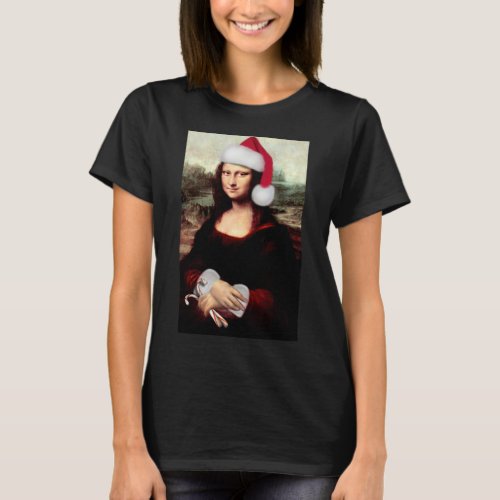 Mona Lisas Christmas Santa Hat T_Shirt