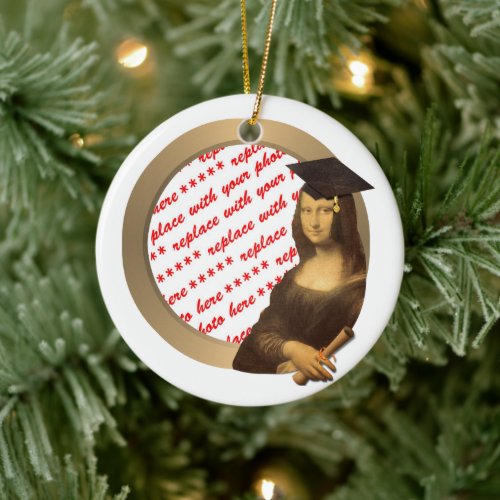 Mona Lisas Graduation Day Photo Frame Ceramic Ornament