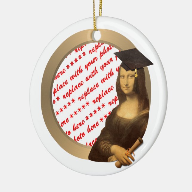 Mona Lisa's Graduation Day Photo Frame Ceramic Ornament (Left)