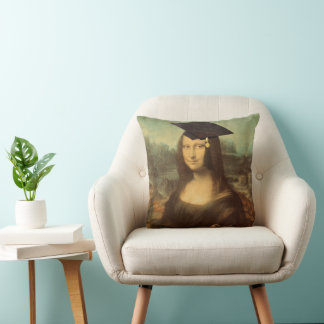 Mona Lisa's Graduation Day Throw Pillow