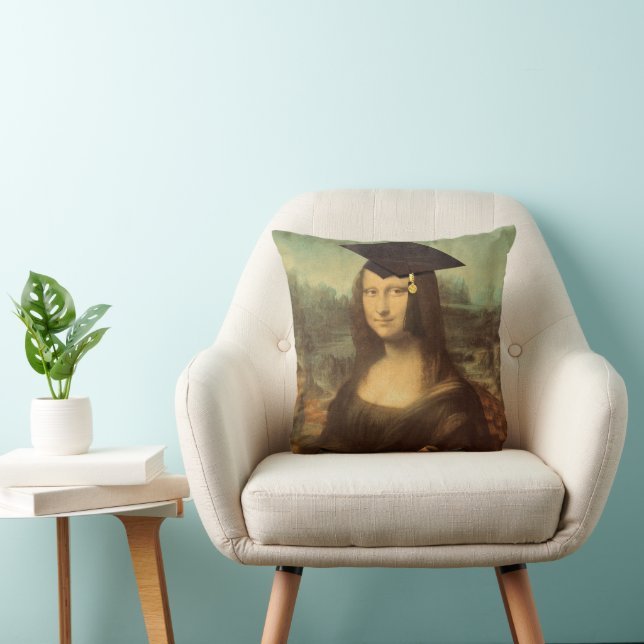 Mona Lisa's Graduation Day Throw Pillow (Chair)