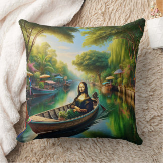 Mona on a boat in Thailand Throw Pillow