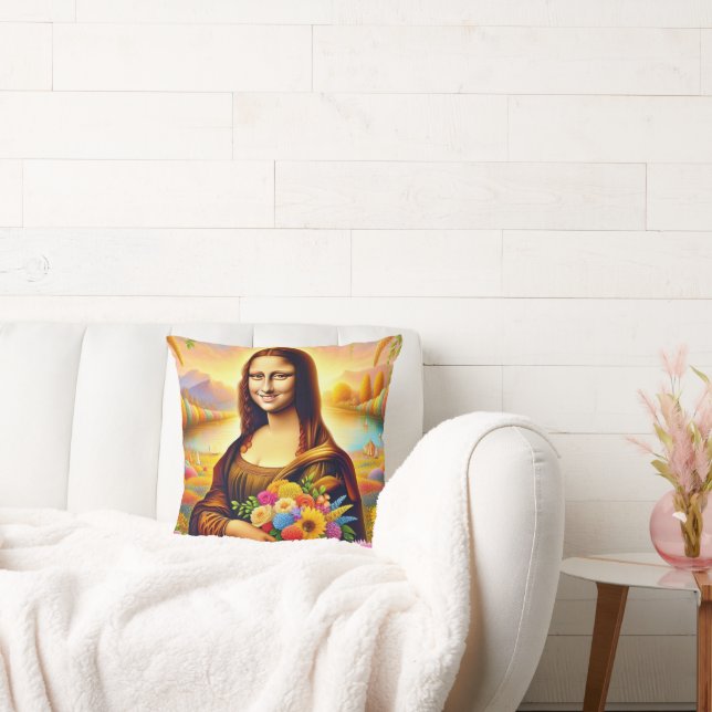 Mona with flowers throw pillow (Couch)